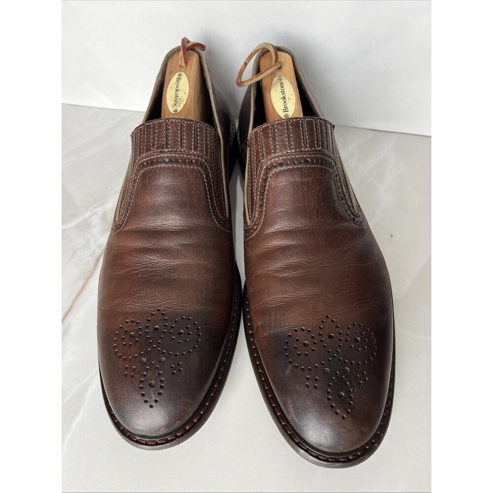 J&M Johnston Murphy Loafers Slip On Mens Brown Leather Dress Shoes Sz 9 M Italy - Picture 3 of 13